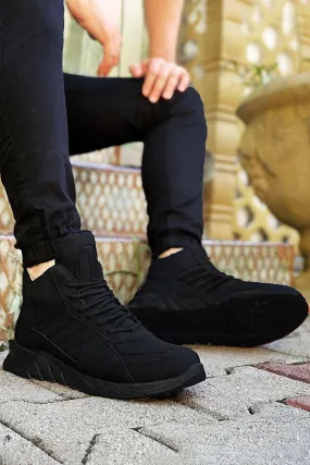 Big King Men's Black Smoked Delta Striped Sports Boots Boots For Women Calf