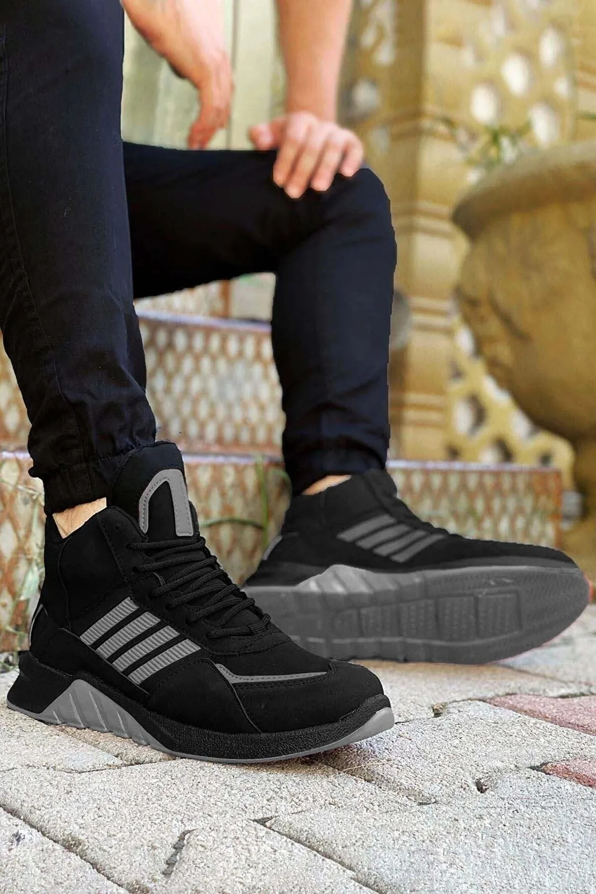 Big King Men's Black Smoked Delta Striped Sports Boots Lightweight Military Boots