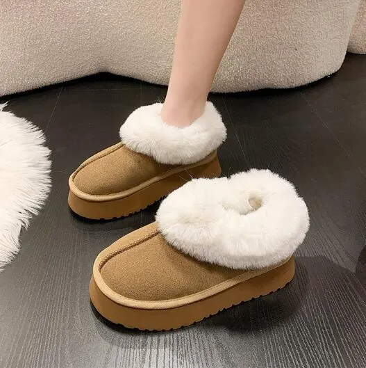 Winter Women Short Plush Warm Snow Boots Casual Shoes 2022 New Suede Fur Chelsea Ankle Boots Flats Platform Ladies Shoes Botas Snow Boots Size