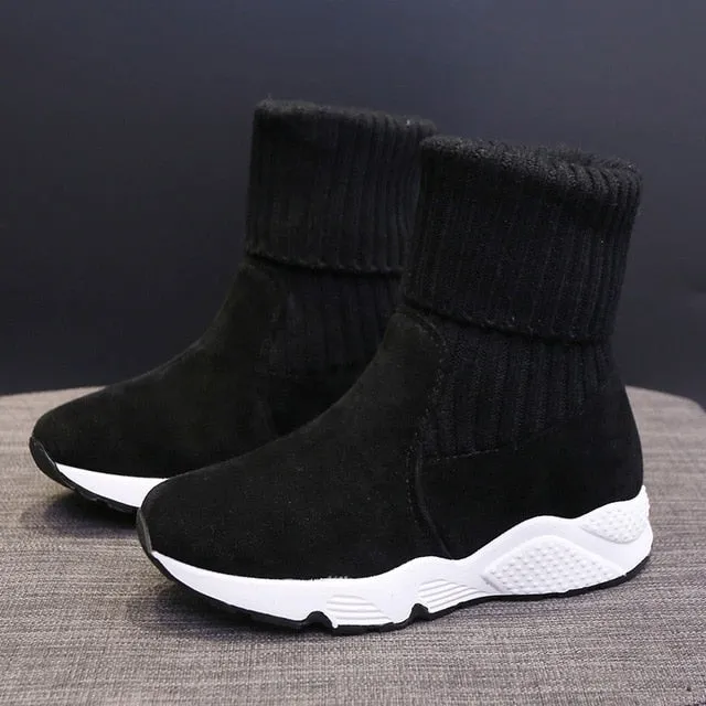 2020 Fashion knitting Socks Sneakers Stretch Ankle Boots Woman Snow Boots Size 6.5