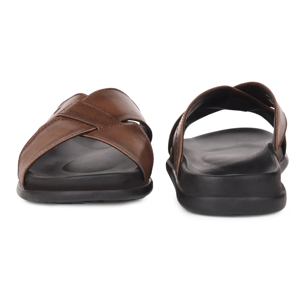 Slides With Velcro Healers Casual Tan Slippers For Men LEEKS-2 By Liberty