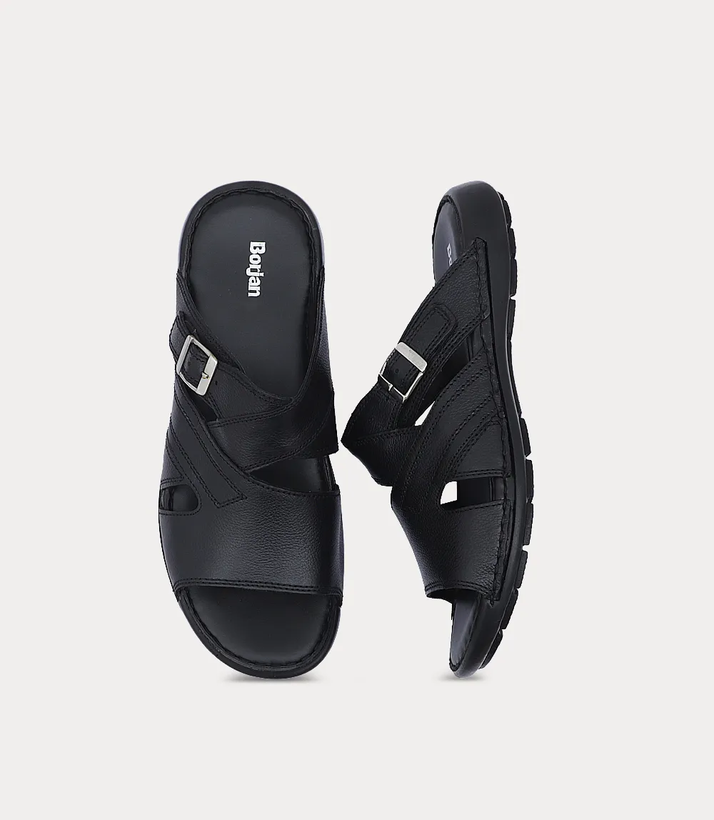 Fuzzy Bedroom Slippers BM5534-BLACK-Men Slipper