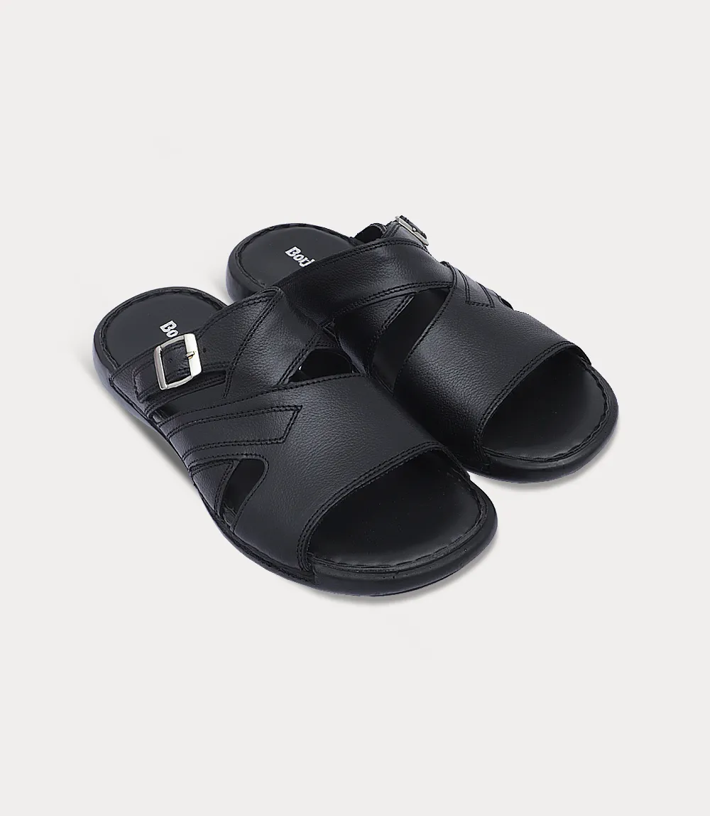 BM5534-BLACK-Men Slipper Whiteface Slides