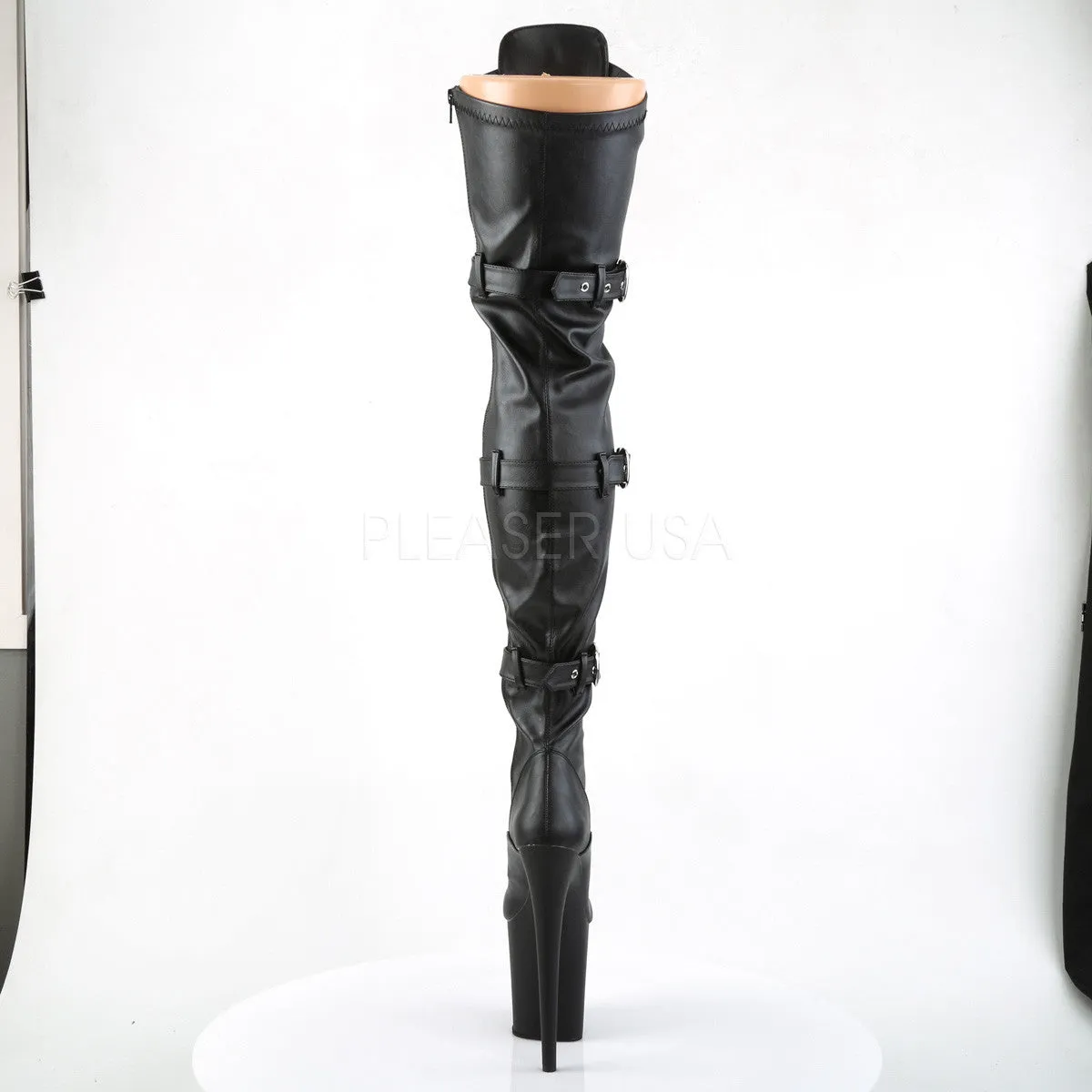Insulated Waterproof Work Boots Pleaser FLAMINGO-3028 Black Knee High Boots