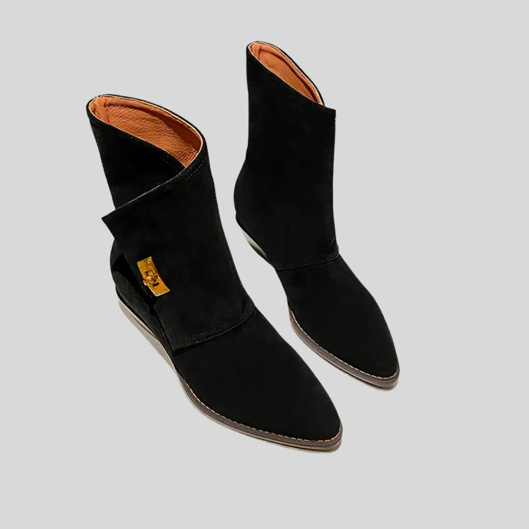 Adidas Skate Shoes Slip On Golden Buckled Suede Ankle Boots - Black