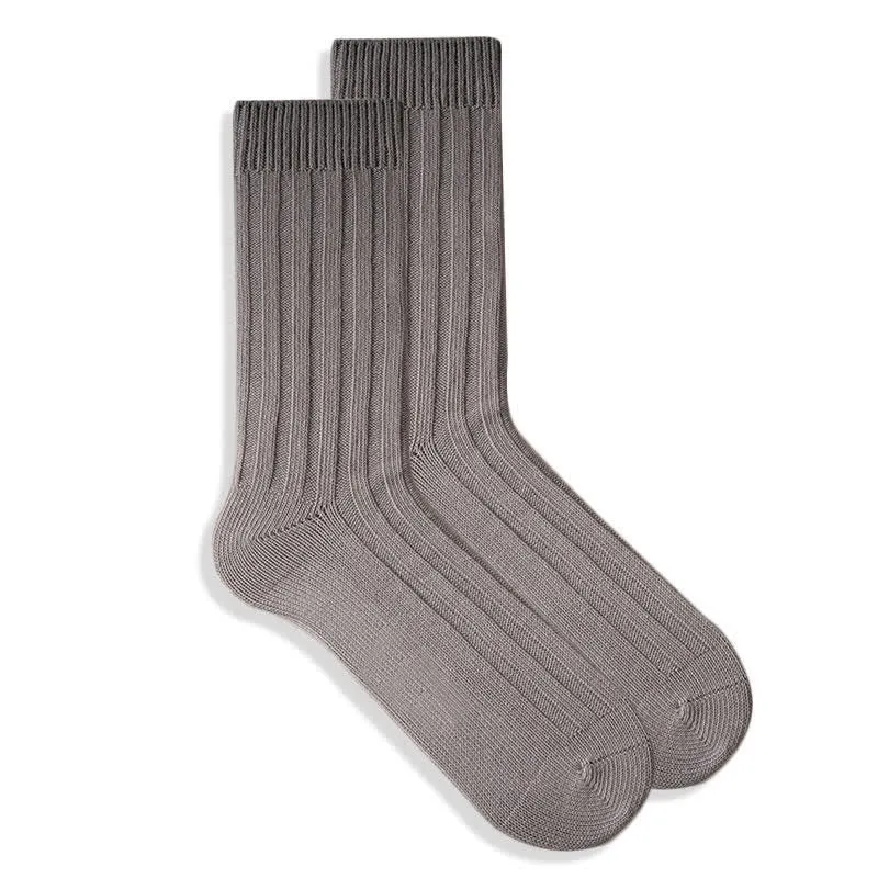 Men's Finely Ribbed Solid Color Cotton Socks High Quality Leather Dress Shoes