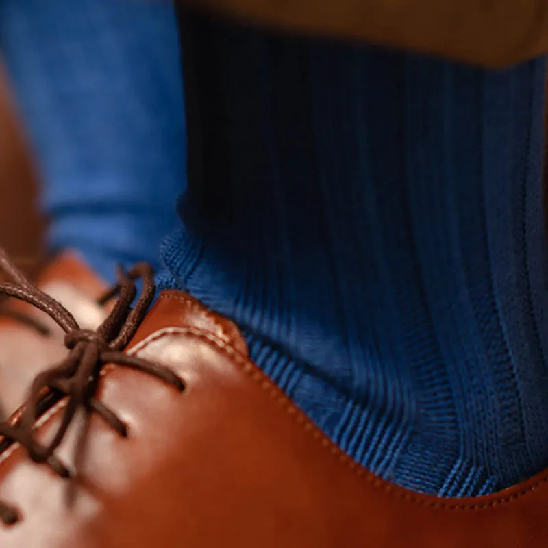 Dress Shoe Size Guide Men's Finely Ribbed Solid Color Cotton Socks