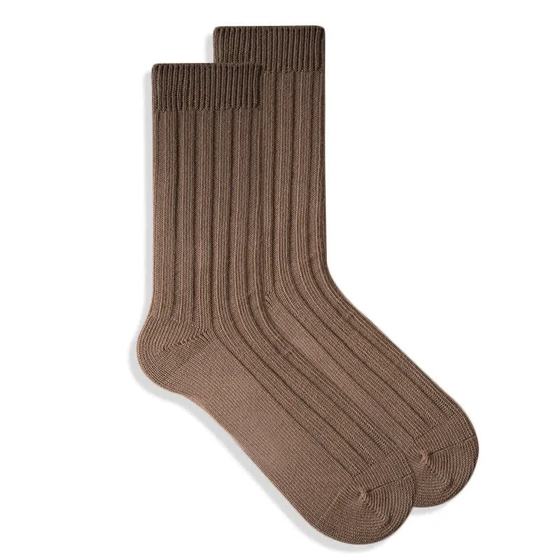 Mule Dress Shoes Men's Finely Ribbed Solid Color Cotton Socks