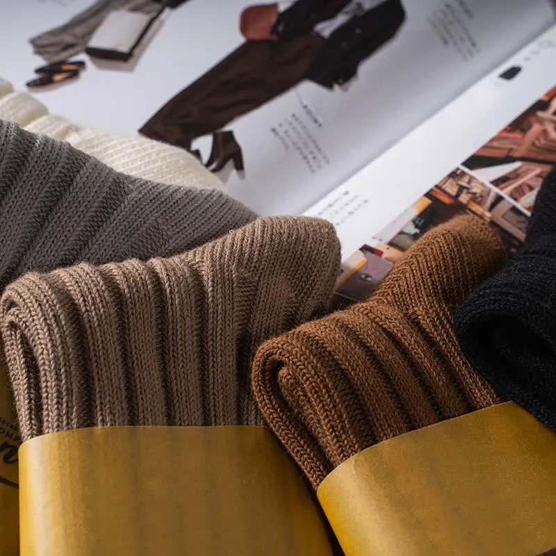 Shoes To Wear On Dresses Men's Finely Ribbed Solid Color Cotton Socks