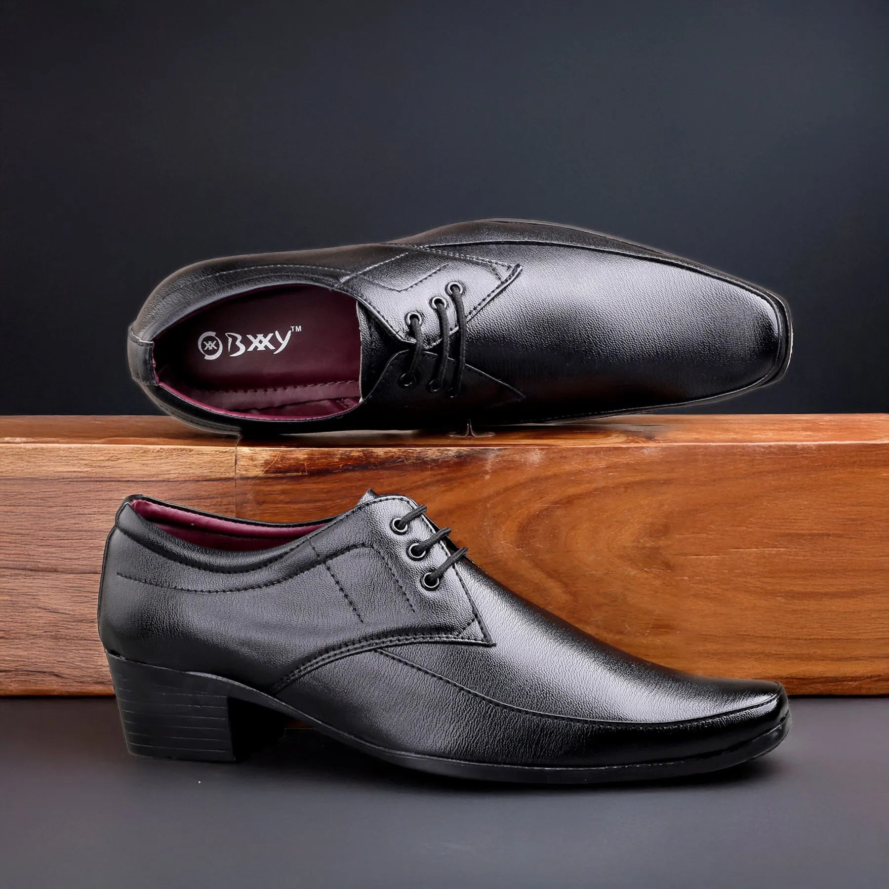 Forum Low Shoes Adidas Men's Height Increasing Faux Upper Formal Derby Black Lace-Up Shoes