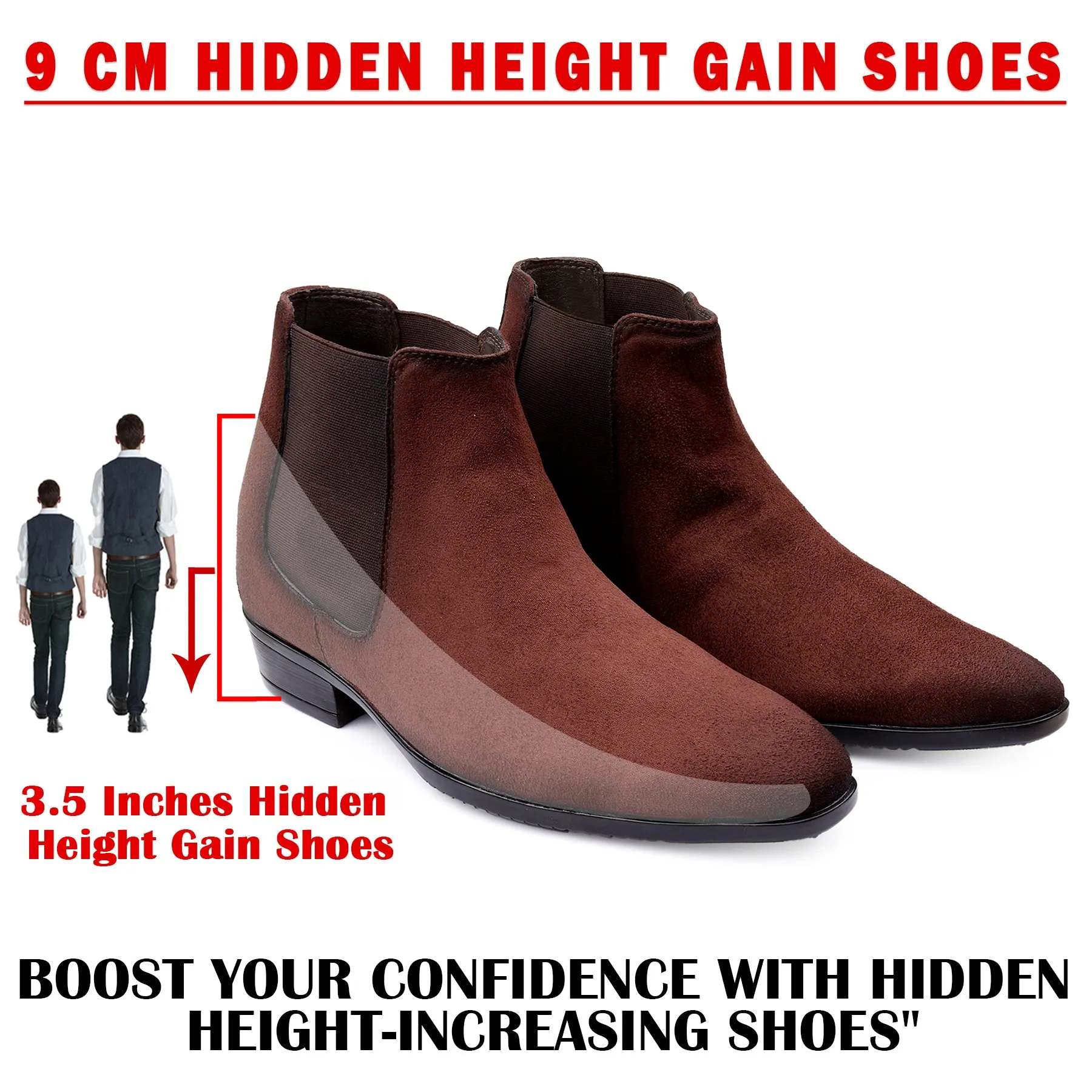 Men's New 9CM Hidden Heel Lift Ankle Chelsea Boots Pacsun Adidas Shoes
