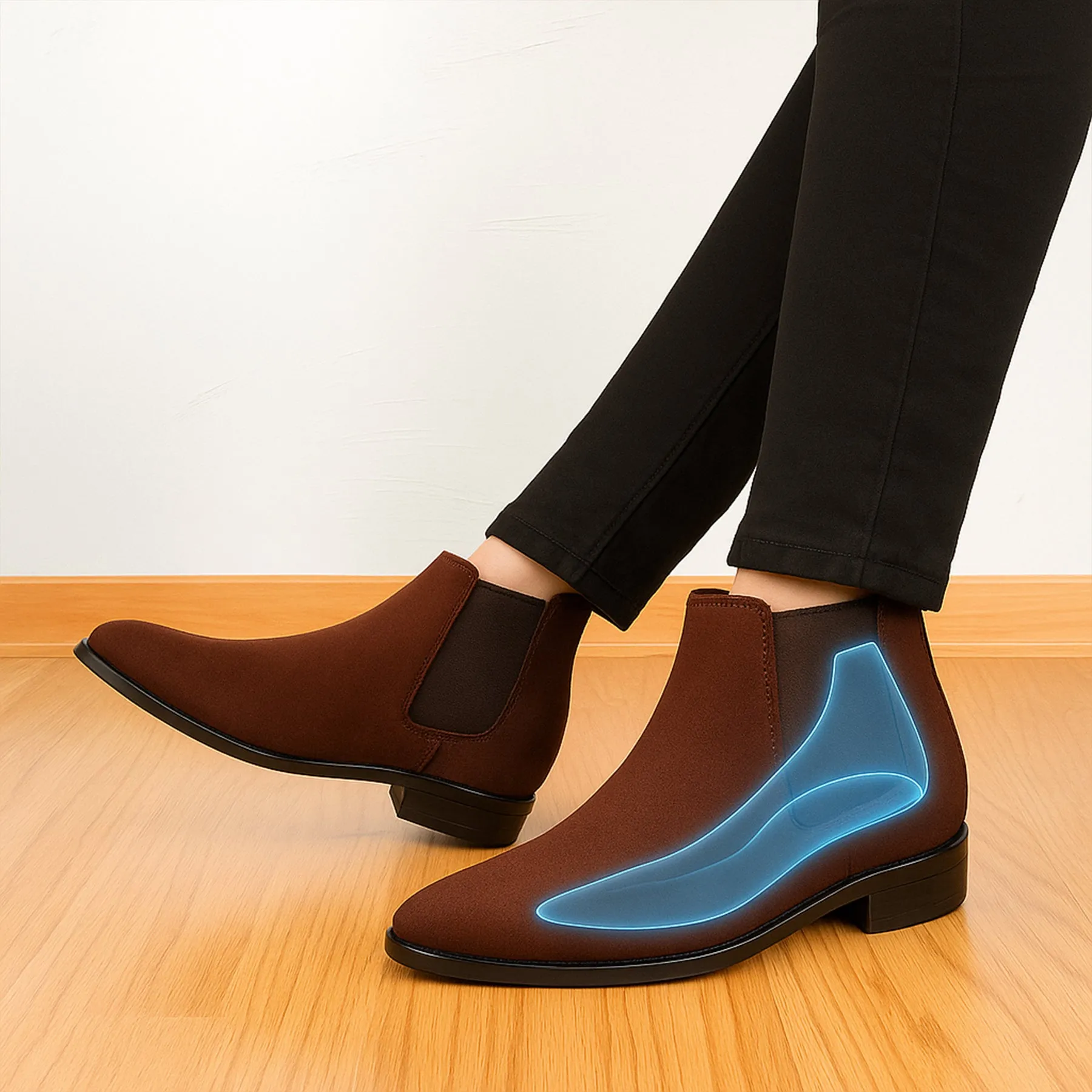 Kobe Shoes Adidas Men's New 9CM Hidden Heel Lift Ankle Chelsea Boots