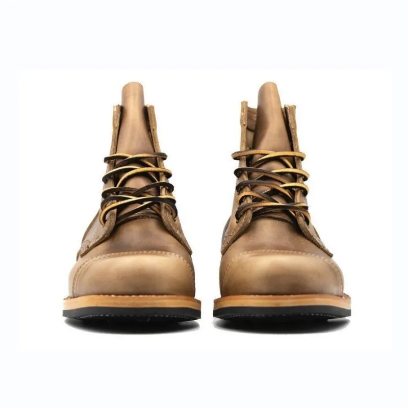 Men's PU Leather Elegant Carved Lace Up Boots Classic Boots Ankle Men Messi Shoes Adidas