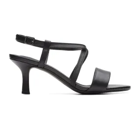 Womens - Amali Buckle Black Leather wedge