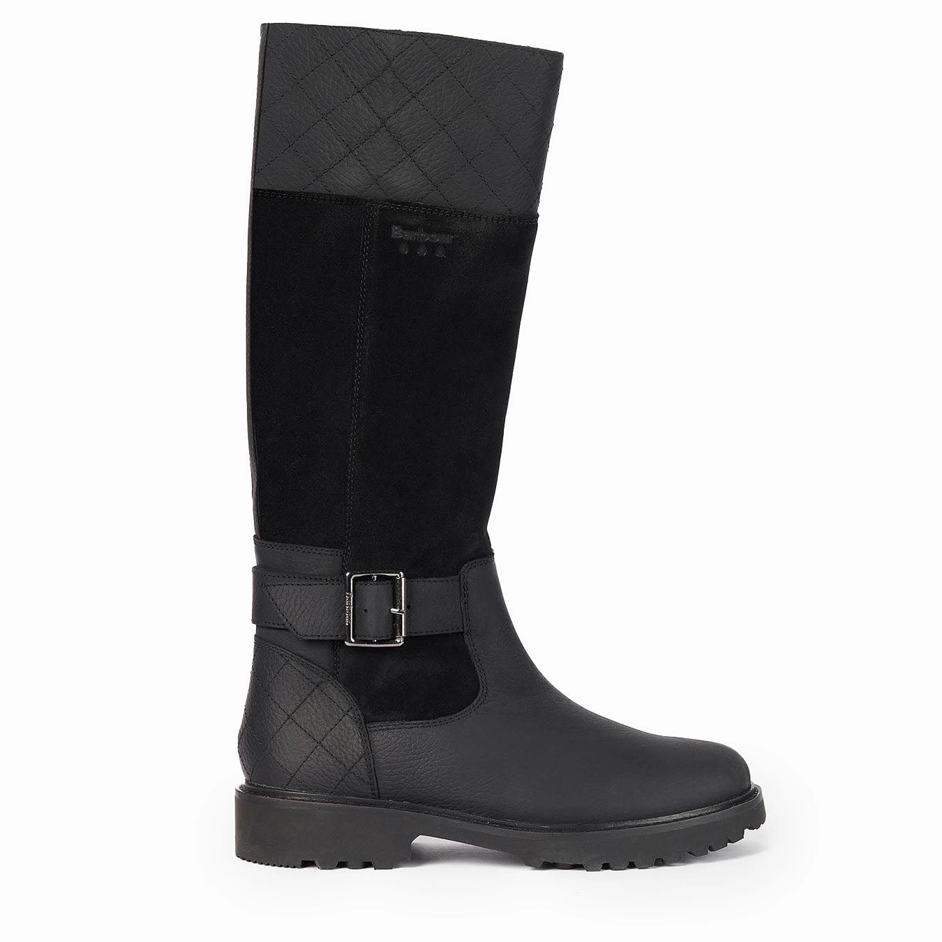 Neutral Colors hard sole Barbour Womens Fareham Knee-High Boots Black