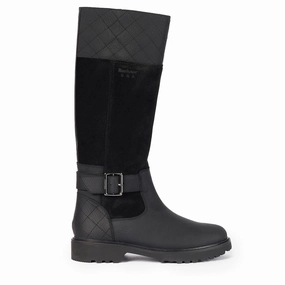 Neutral Colors hard sole Barbour Womens Fareham Knee-High Boots Black