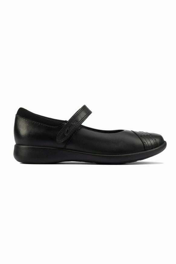 Comfort Inserts Clarks Etch Beam Kids Black Leather school shoe