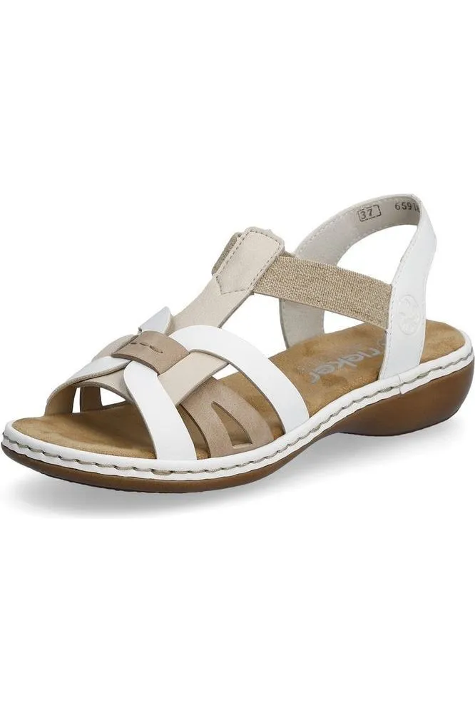 Rieker Ladies Sandals 65918-81 pebble white Toe Space