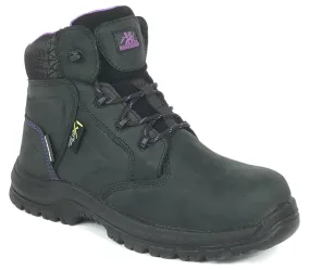 Work Boots And Shorts Moxie Trades Womens Tina Met Guard Black Leather Full-Grain Work Boots