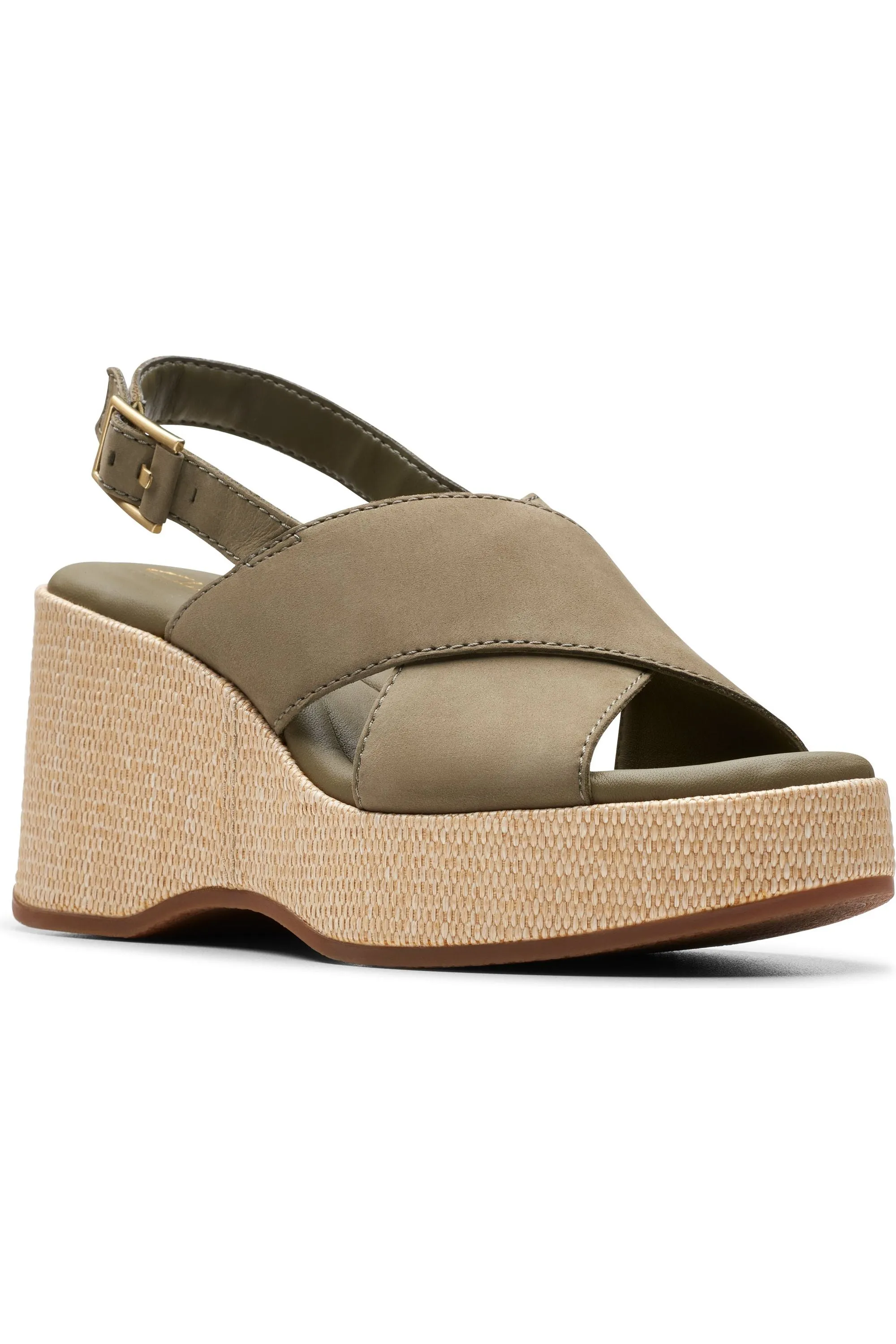 Clarks Manon Wish in Olive Nubuck Light Design