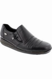 Rieker 44254 00 black ladies slip on shoe waterproof hot climate Wedge Sole