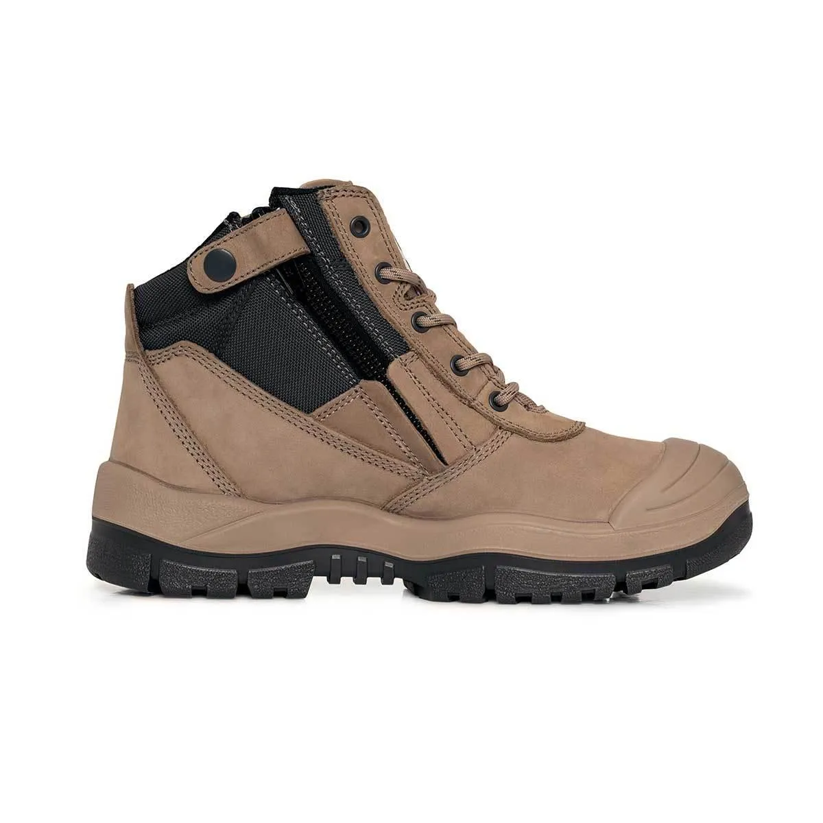 Mongrel 461060 Zipsider Scuff Cap Safety Steel Toe Work Boots - Stone 800 Gram Work Boots