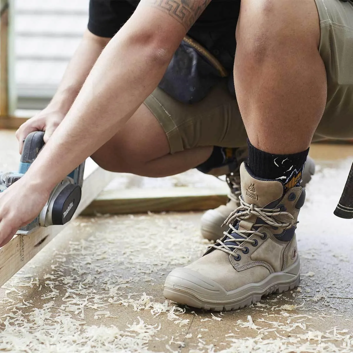 Work Boots With High Heels Mongrel 561060 High Leg Zipsider Scuff Cap Work Boots - Stone