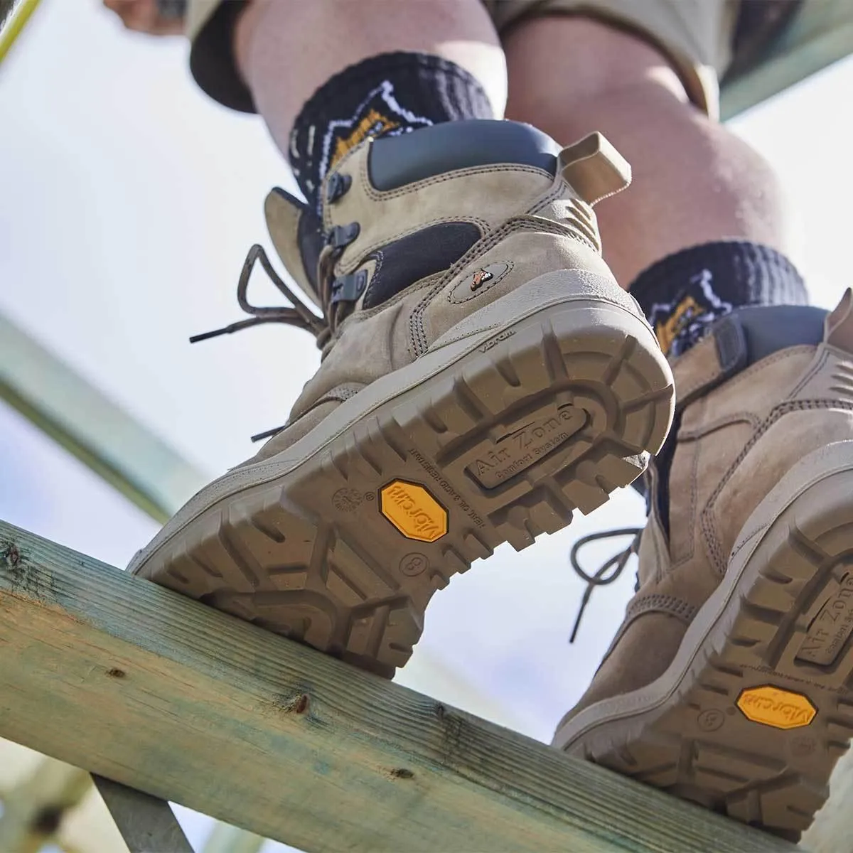 Mongrel 561060 High Leg Zipsider Scuff Cap Work Boots - Stone Great Work Boots