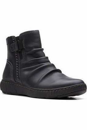 Clarks Ladies Boots CarolineOrchid in Black Leather Street Calm Island Step