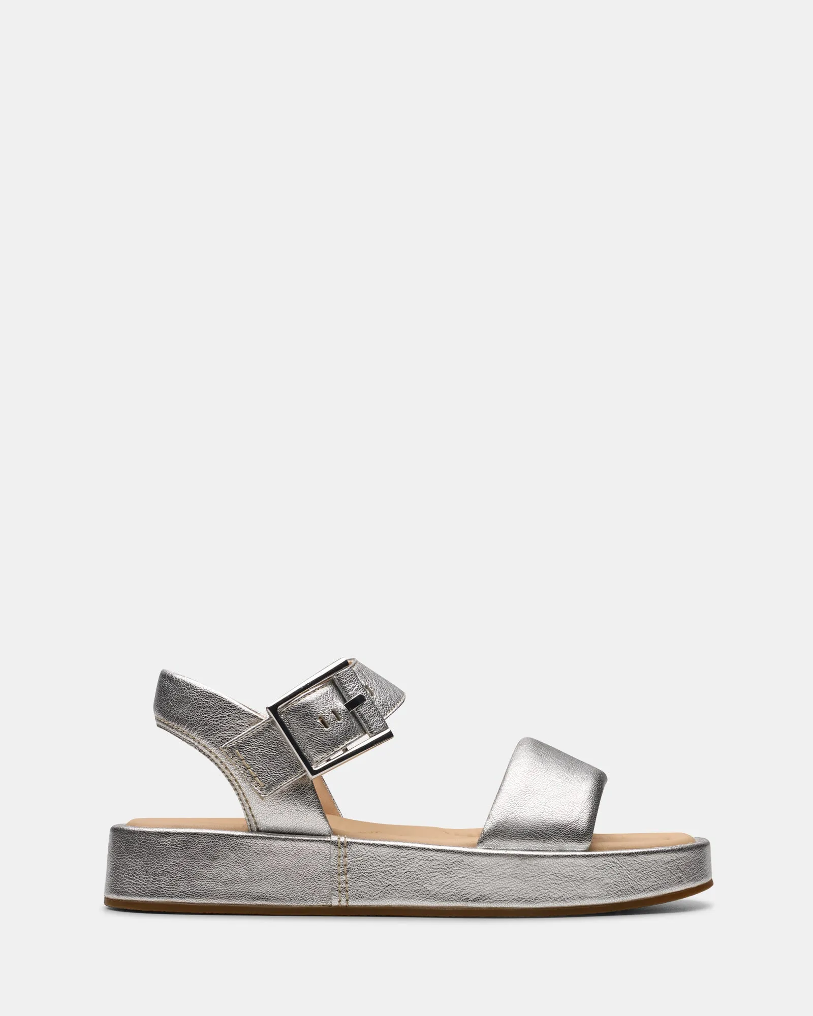 Alda Strap Silver Leather Comfortable Footwear for Beach