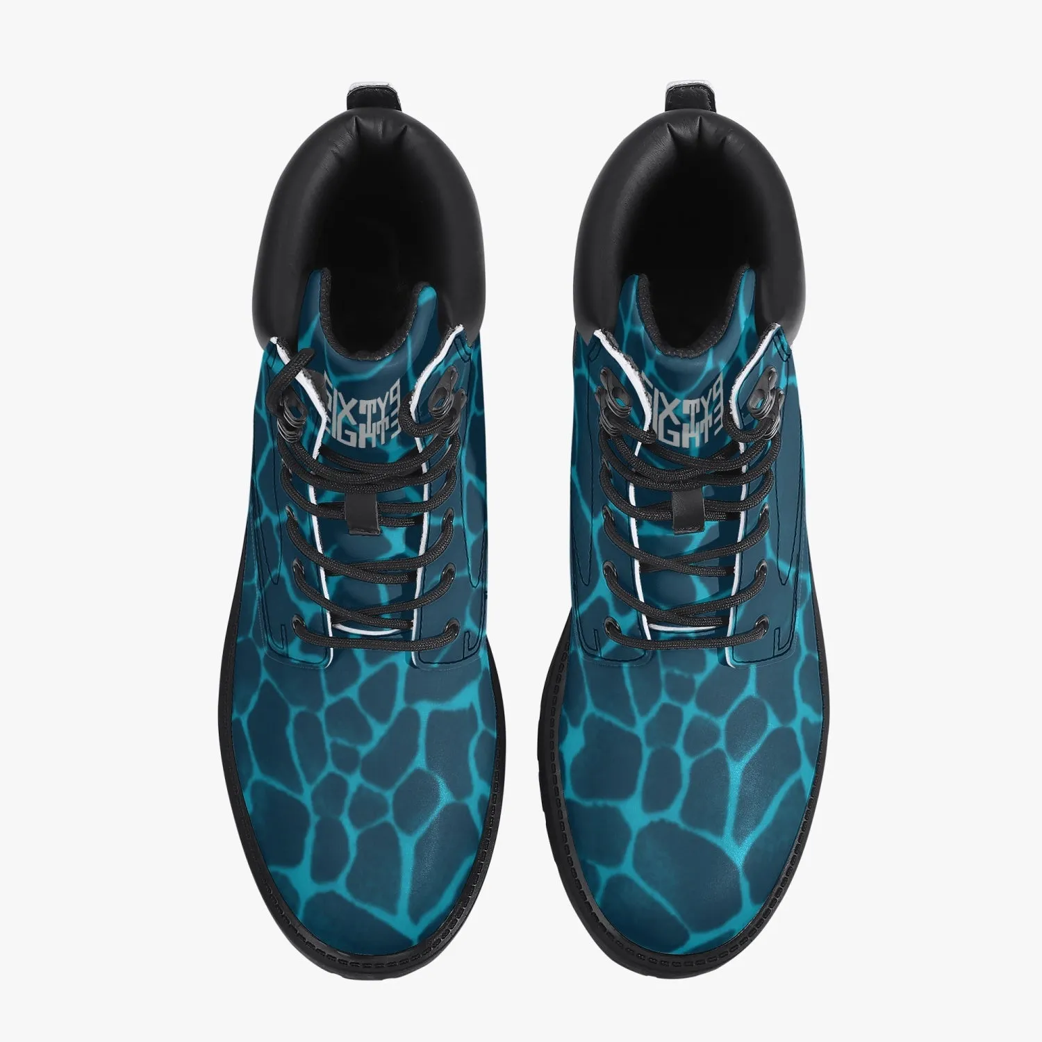Sixty Eight 93 Logo White Boa Dark Teal Aqua Blue Leather Boots Adidas Light Strike Running Shoes
