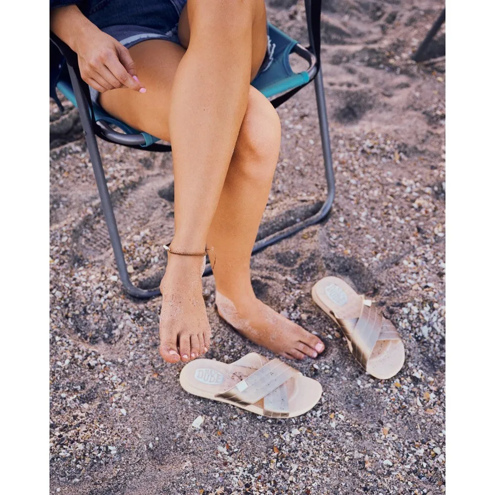 Comfy Travel Flats HEYDUDE Christi Slide Distressed Sandal