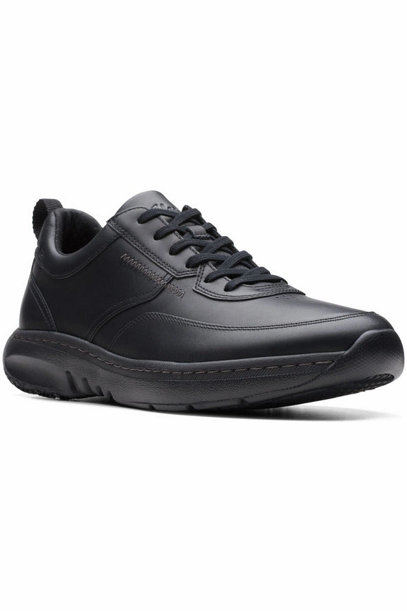 Clarks ClarksPro Lace in Black Leather Extra Wide Slim Build Breath Option