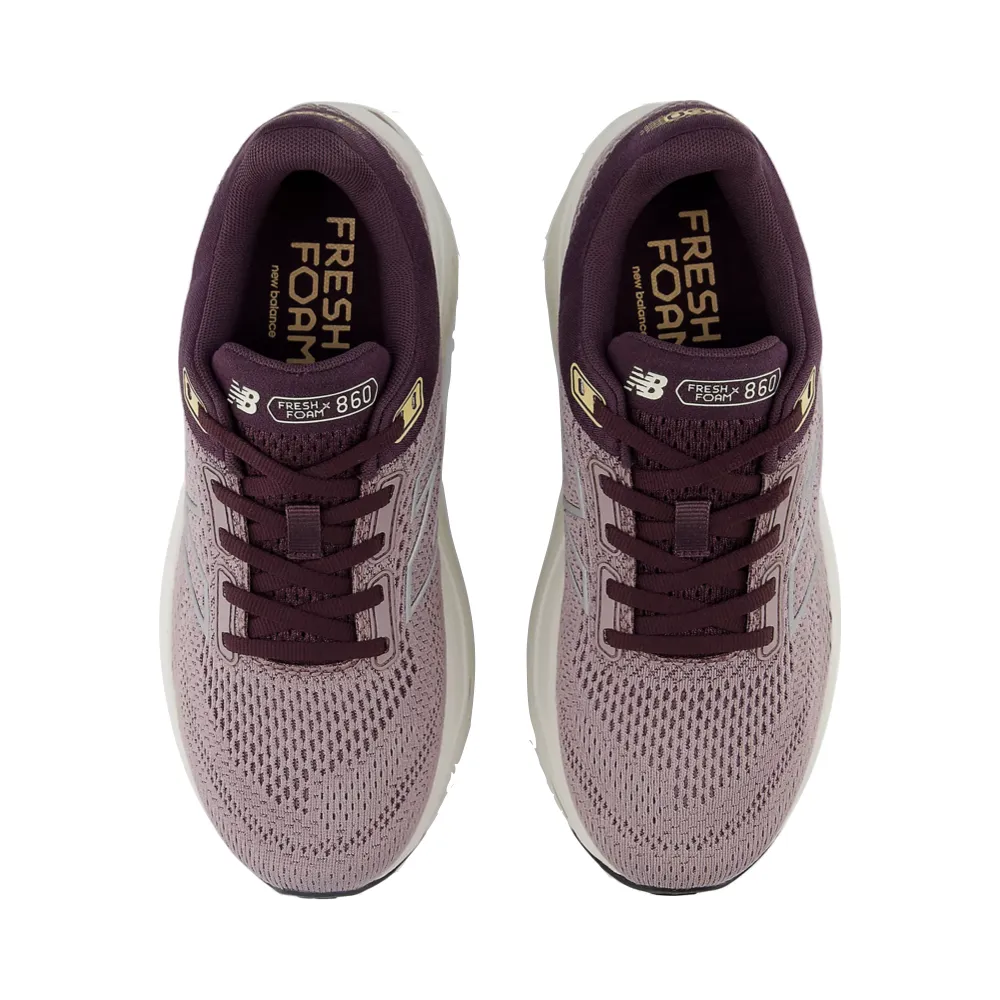 New Balance Women's Fresh Foam X 860v14 Sneaker in Ice Wine with Plum Brown and Silver Metallic