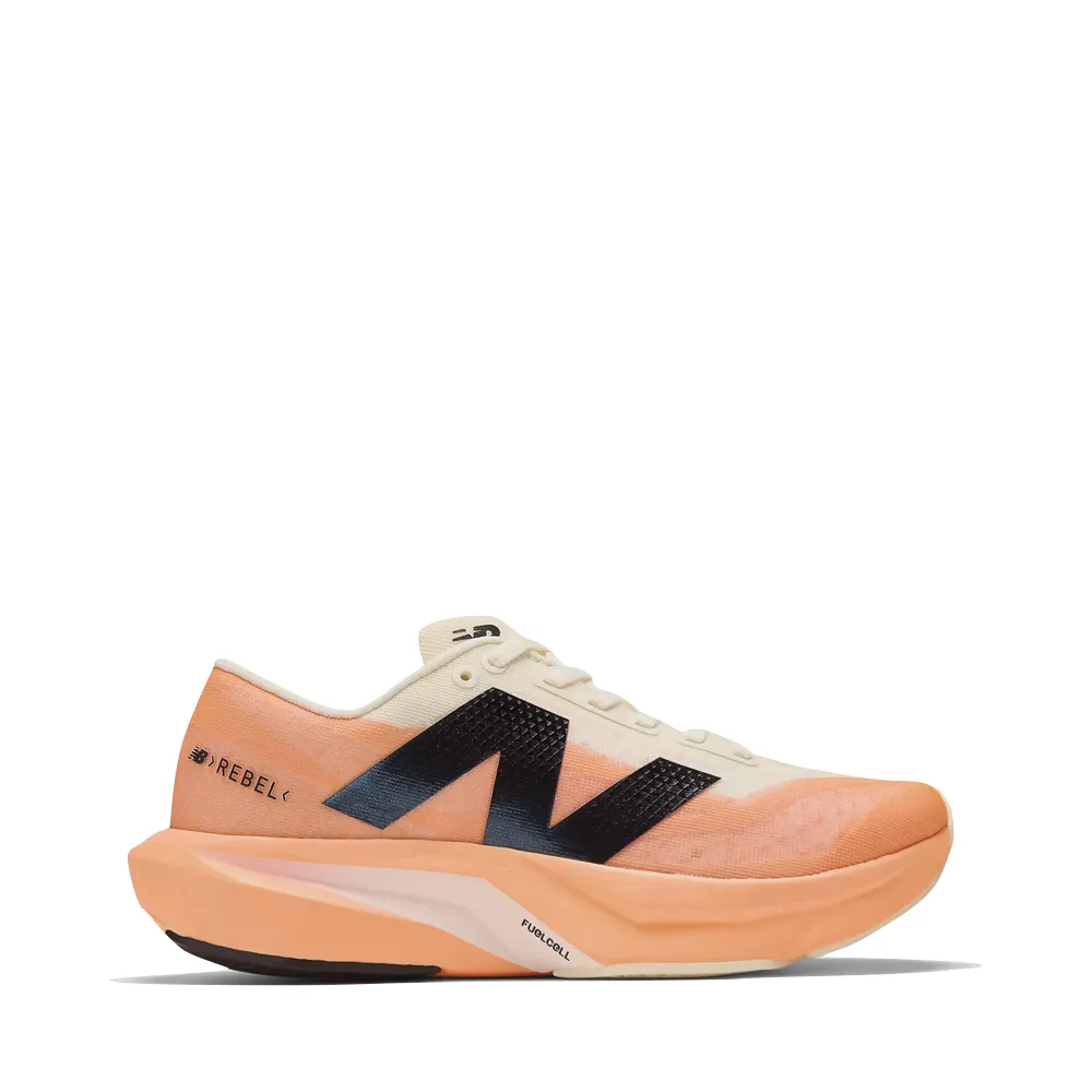 New Balance Women's FuelCell Rebel v4 Sneaker in Hot Mango/Angora/Black New Balance 9060 Pink And Purple