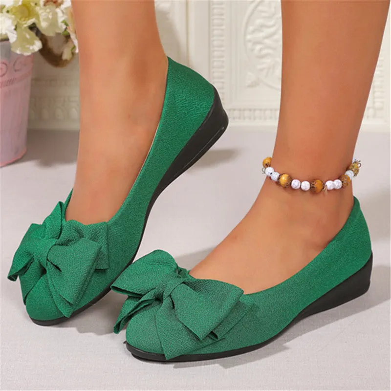 New Bowknot Flats Shoes Fashion Casual Round Toe Slip-on Shoes Loafers For Women Style Loafers