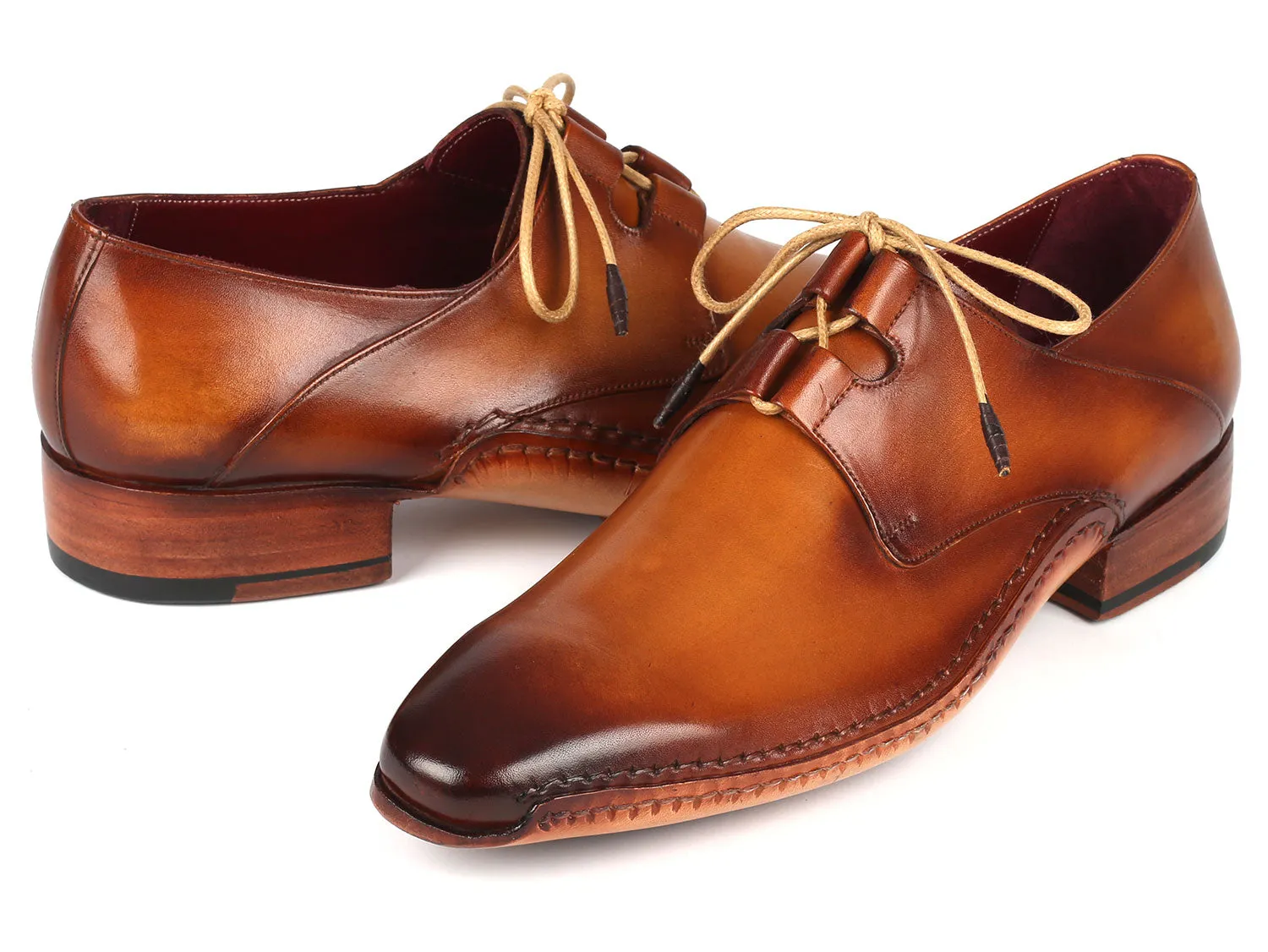 Exotic Skin Dress Shoes Paul Parkman Ghillie Lacing Handsewn Shoes Light Brown (ID#022-CML)