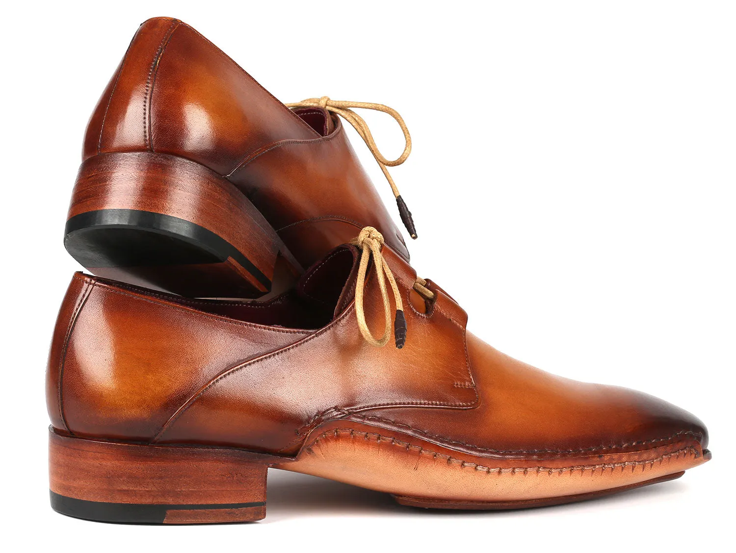 Paul Parkman Ghillie Lacing Handsewn Shoes Light Brown (ID#022-CML) Cute Shoes Dress