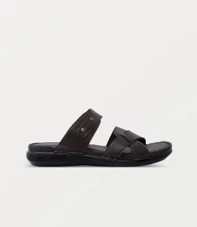 BM6863-BROWN-Men Slipper Wash Slippers With Rubber Soles