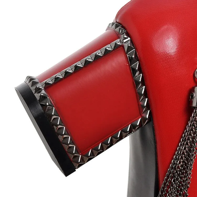 High Heel Stilettos Women's Metal High Heeled Chunky Heels Pumps