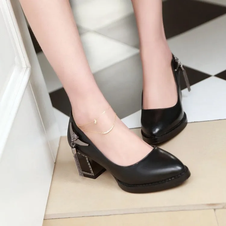 Vintage Style Shoes Women's Metal High Heeled Chunky Heels Pumps