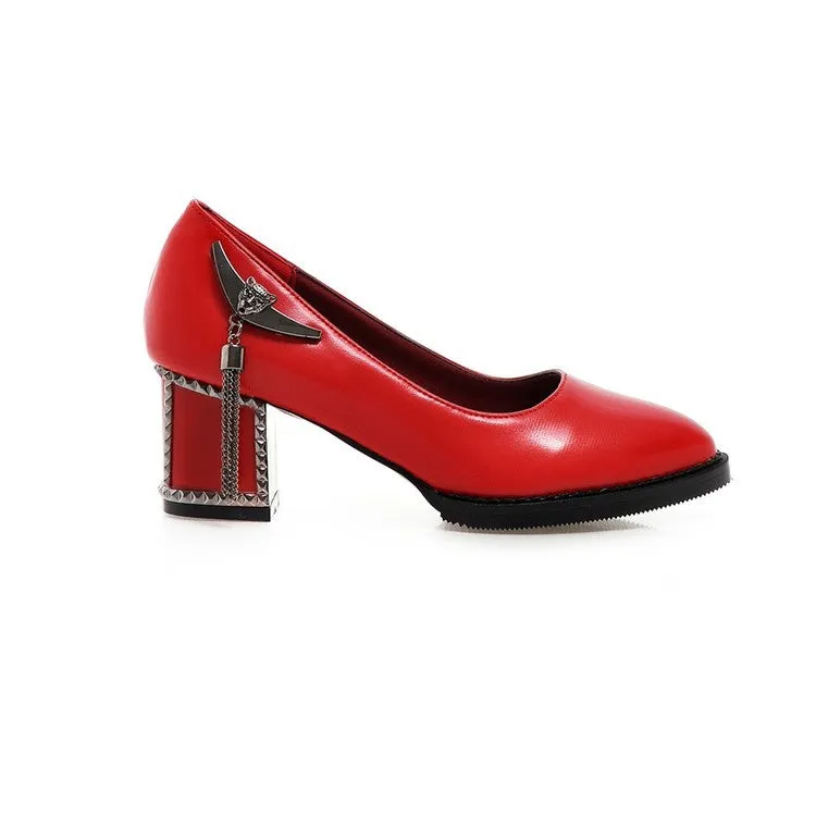 Thin High Heel Shoes Women's Metal High Heeled Chunky Heels Pumps