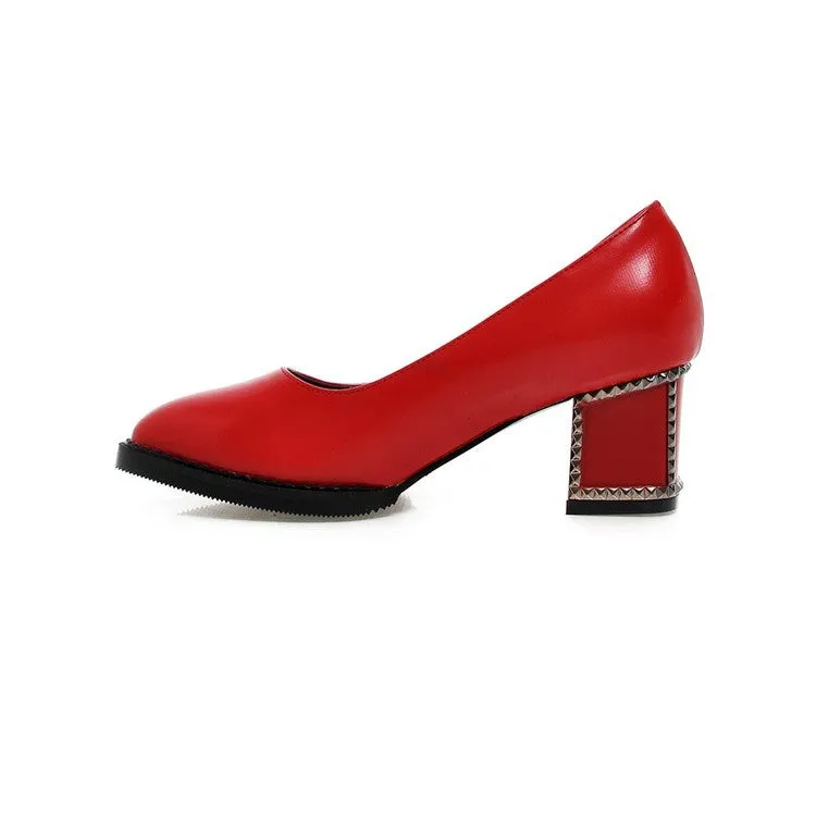 High Heel Mid Calf Boots Women's Metal High Heeled Chunky Heels Pumps