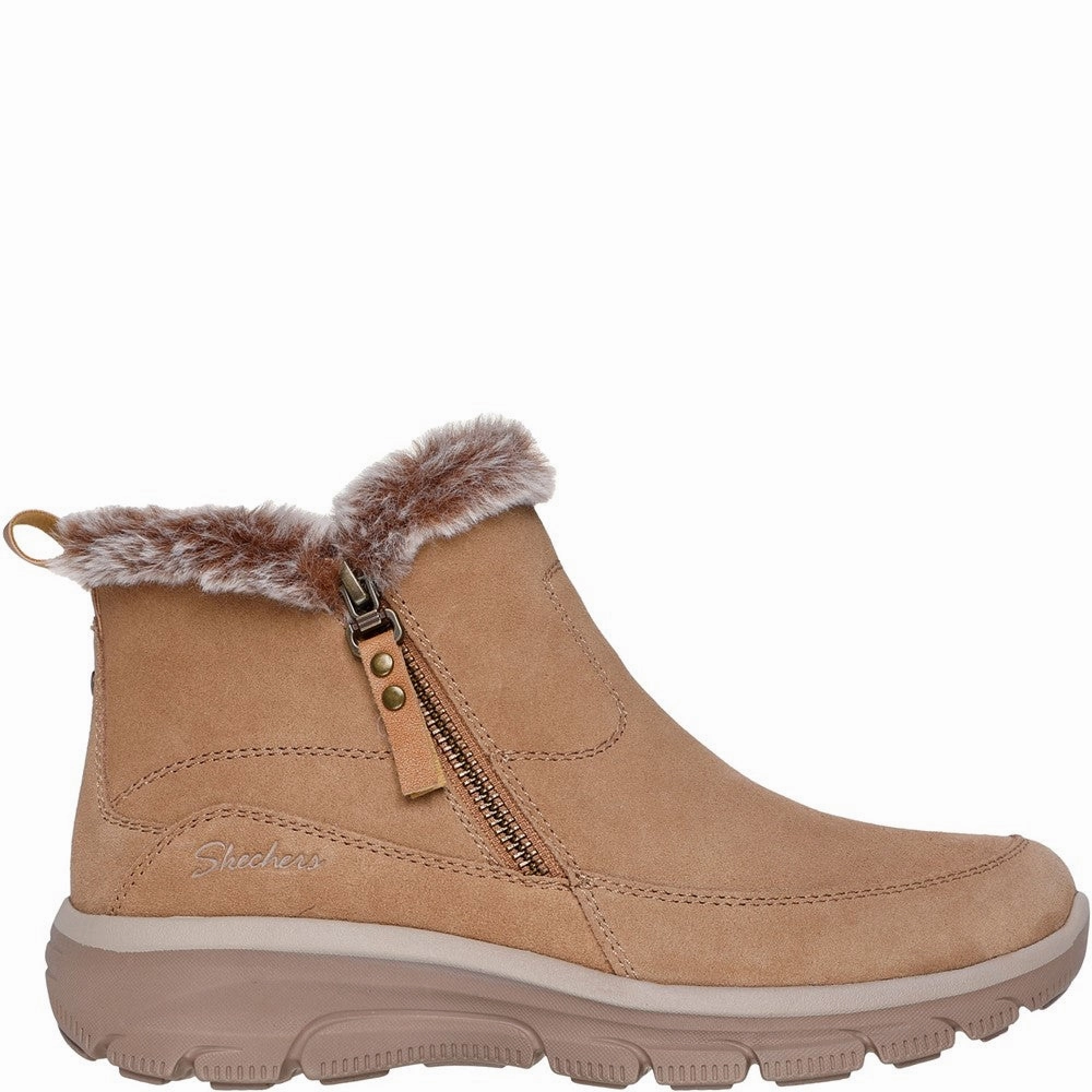 Skechers Easy Going Cool Zip! Ankle Boots Padded collar Flat Sole