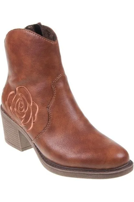 Rieker Ladies Boots Y1250-24 Brown Rough texture Quality Wear