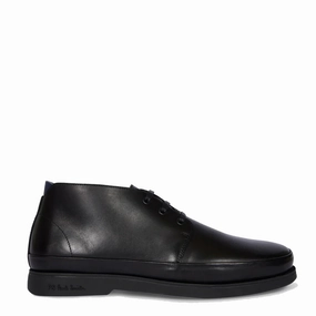 Sweat Wicking Paul Smith Leather Crane Chukka Boots Black