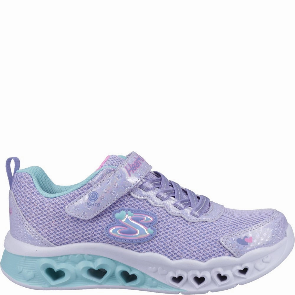 School Jog Sleek Detail Skechers Flutter Heart Lights Bring Sparkle Trainers