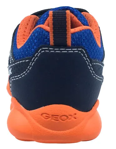 Geox Boy's Munfrey Leather Navy Orange Double Velcro Sneaker Asics Best Running Shoes For Flat Feet