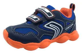 Geox Boy's Munfrey Leather Navy Orange Double Velcro Sneaker Asics Camo Wrestling Shoes