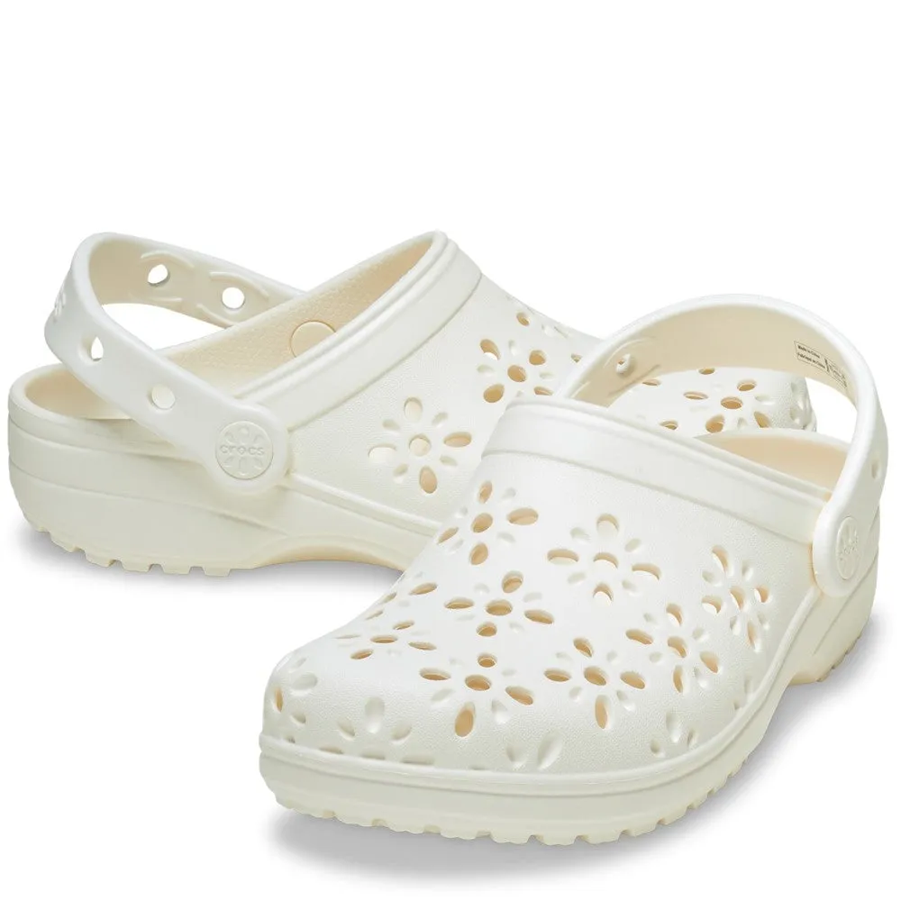 Crocs Unisex Classic Floral Cut Out Clog Velcro straps
